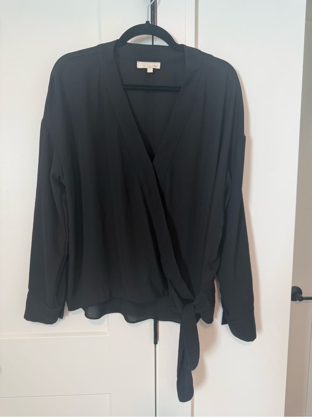 Nordstrom & Layered Black Long-Sleeve Wrap Blouse